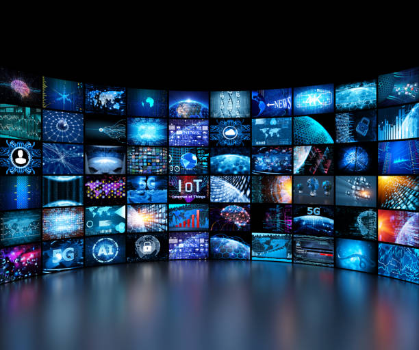 istock Media concept video wall with small screens 990489250