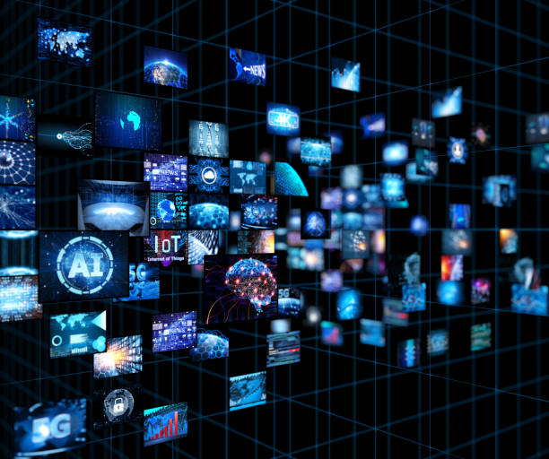 istock Media concept video wall with small screens 990489292