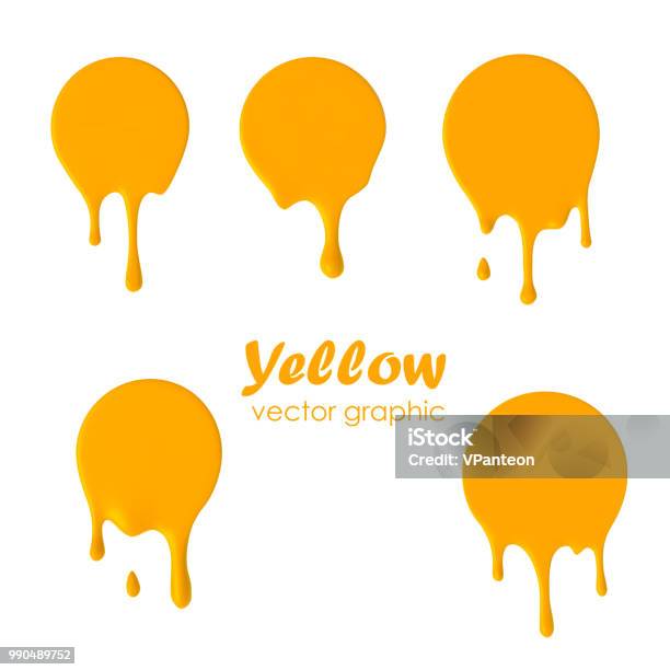 Vetores de Pingando Tinta Rodada Ícones Círculo Atual Atual Logotipo Amarelo Gema e mais imagens de Tinta - Equipamento de arte e artesanato