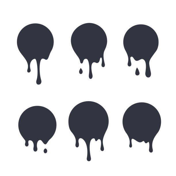 Dripping paint icon set. Melted circle logo. Current inks. Dripping paint icon set. Current liquid. Paint flows. Melted circle logo. Current paint, stains. Current inks. paint icons stock illustrations