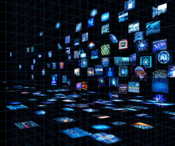 istock Media concept video wall with small screens 990491390