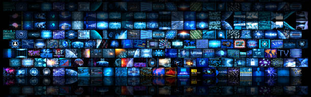 istock Media concept video wall with small screens 990491392