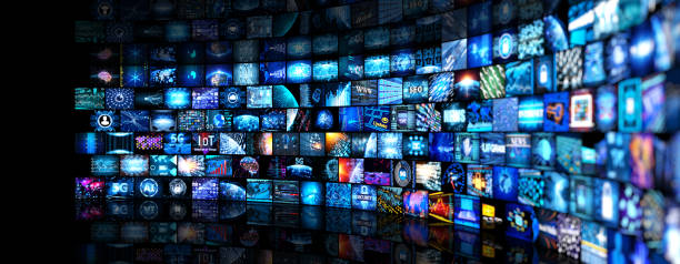 istock Media concept video wall with small screens 990491394