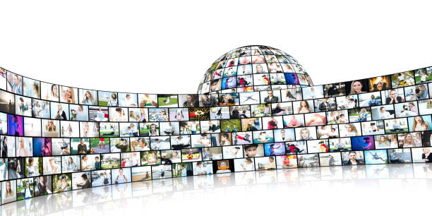 istock Media concept video wall with small screens 990491440
