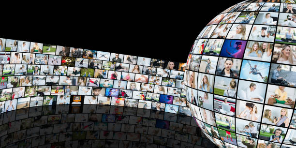 istock Media concept video wall with small screens 990491498
