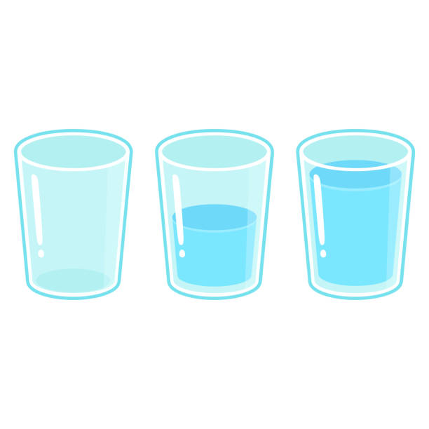 stockillustraties, clipart, cartoons en iconen met drie glazen water set - glas water