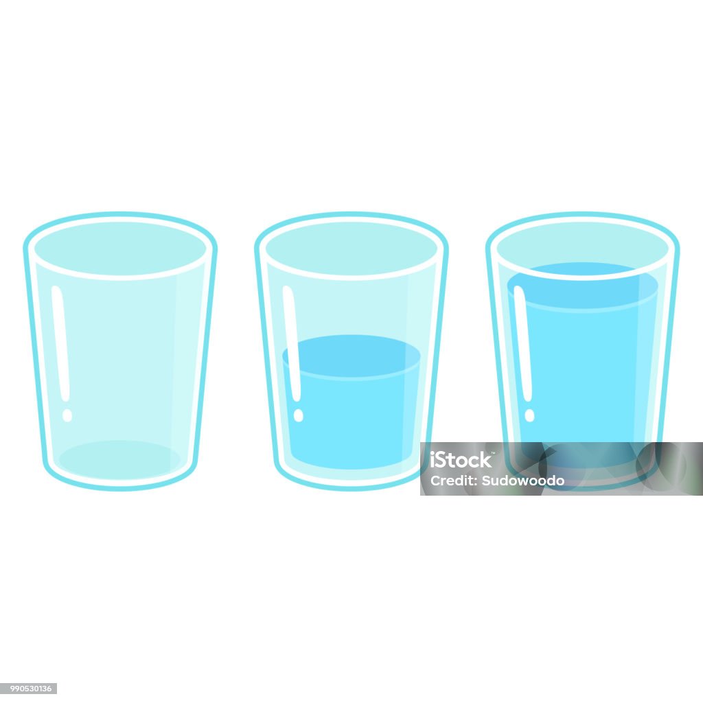 Three Glasses Of Water Set Stock Illustration - Download Image Now - Drinking  Glass, Water, Glass - Material - iStock