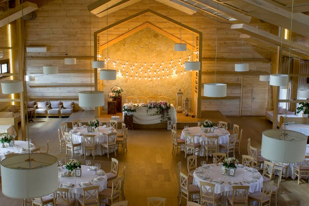 istock Restaurant decorated and served for wedding banquet. 990533350