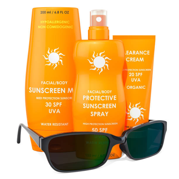 istock Sunscreen products with sunglasses 990541068
