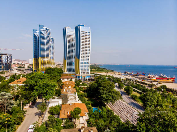 Istanbul, Turkey - February 23, 2018: Aerial Drone View of IstMarina Skyscrapers Avm Shopping Mall in Istanbul Kartal Istanbul, Turkey - February 23, 2018: Aerial Drone View of IstMarina Skyscrapers Avm Shopping Mall in Istanbul Kartal. Architectural Concept. kartal stock pictures, royalty-free photos & images