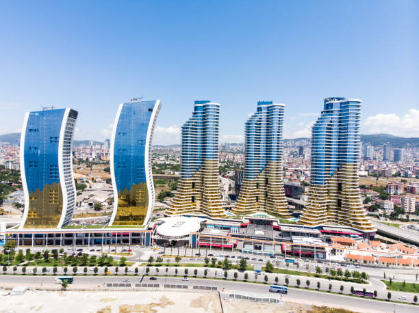 Istanbul, Turkey - February 23, 2018: Aerial Drone View of IstMarina Skyscrapers Avm Shopping Mall in Istanbul Kartal Istanbul, Turkey - February 23, 2018: Aerial Drone View of IstMarina Skyscrapers Avm Shopping Mall in Istanbul Kartal. Architectural Concept. kartal stock pictures, royalty-free photos & images