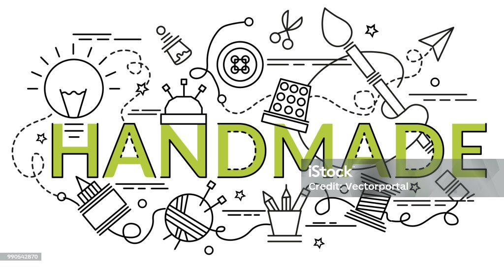 Flat colorful design concept for Handmade. Infographic idea of making creative products.
Template for website banner, flyer and poster. Craft stock vector