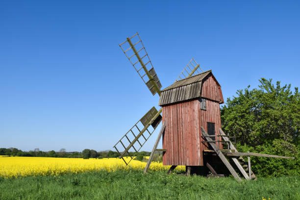 istock Old wooden windmill in a spring season view 990557142