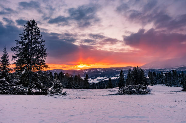 istock Winter mountain sunrise, Little Poland landscape 990560908
