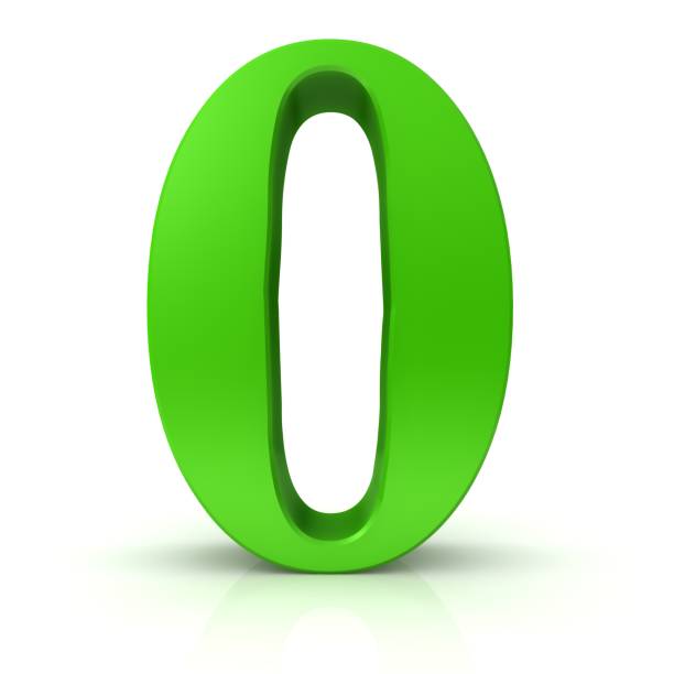 0 number zero first green 3d digit sign isolated on white background