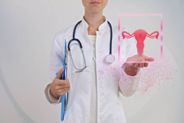 gynäkologie, weibliche healthprevention und modernen technologien der diagnosekonzept - gynecological examination stock-fotos und bilder