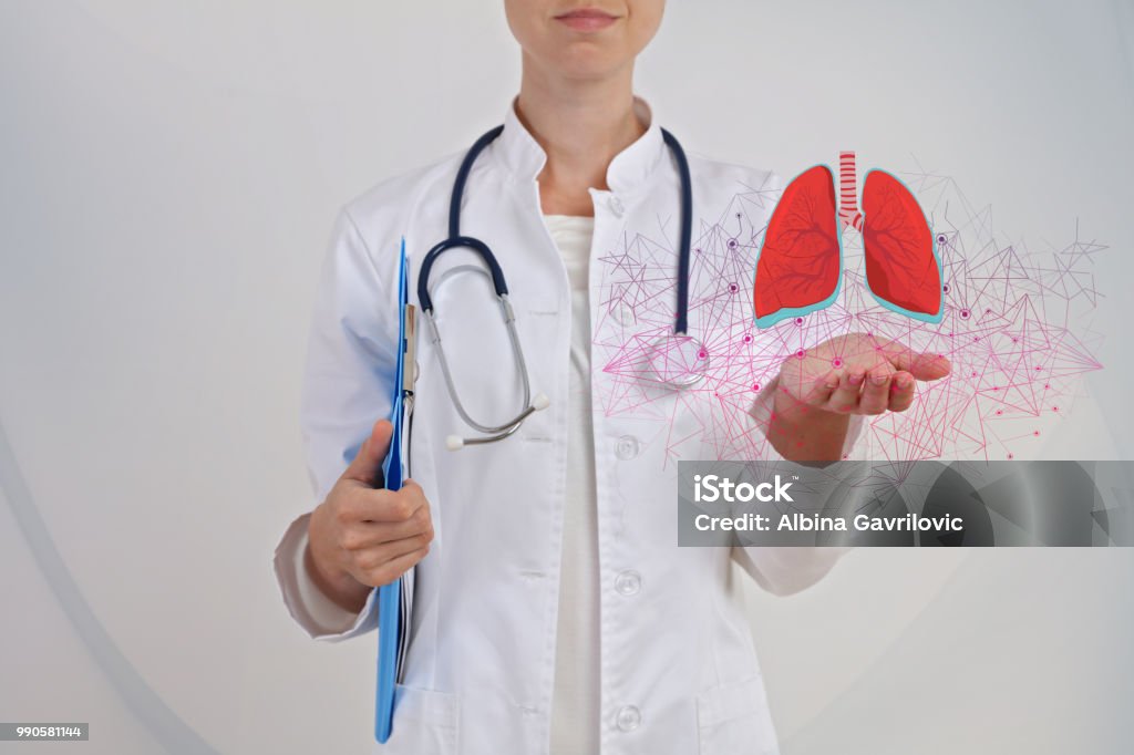 Lung health prevention. Concept of modern technologies of diagnostics Abstract Stock Photo