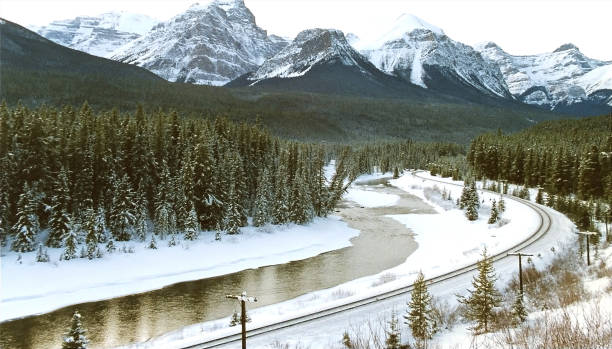 istock Bow River and Canadian Pacific railroad tracks 990581998