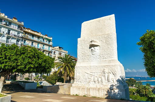 Monument in Flower Clock Garden in Algiers, the capital of Algeria