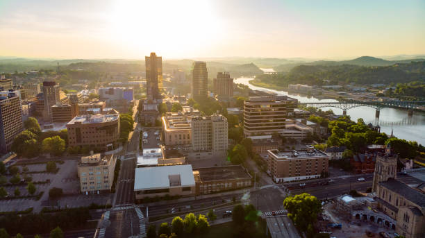 Downtown Knoxville Tennessee skyline in the morning sunlight stock photo