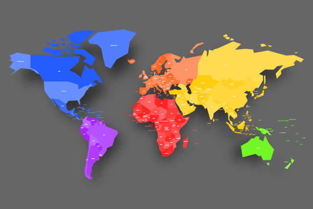 istock Colorful map of World. Simplified vector map with country name labels 990598942
