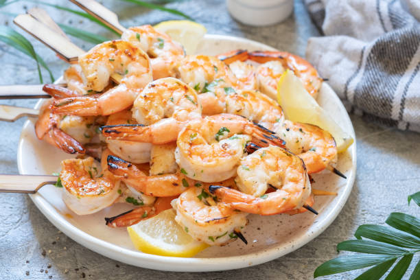 istock Grilled shrimp skewers 990635668