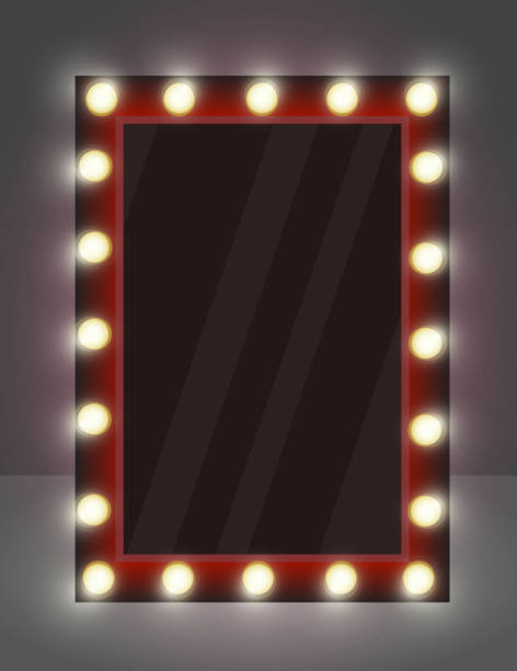 Vector illustration of realistic mirror for makeup with lighting lamps. Vector illustration of realistic mirror for makeup with lighting lamps theatre mirror stock illustrations
