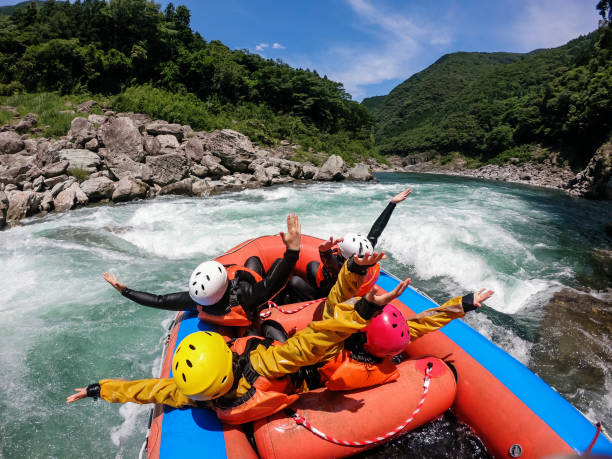 istock Personal point of view of a white water river rafting excursion 990645480