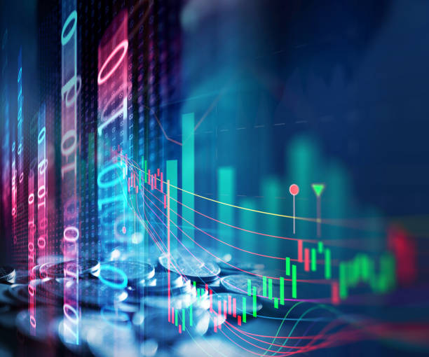 istock double exposure image of stock market investment graph and coins stack. 990711610
