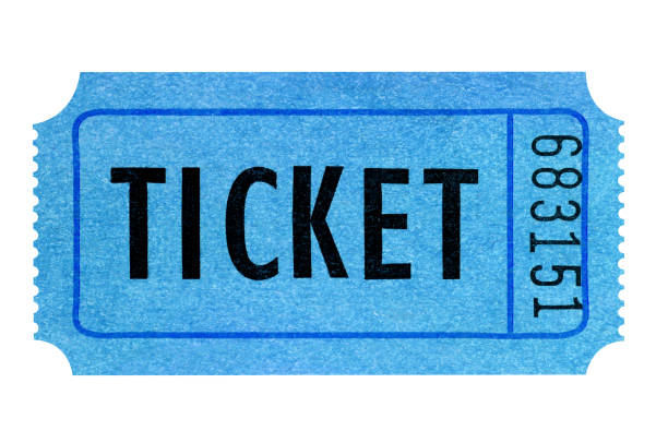 Blue movie ticket isolated on white stock photo