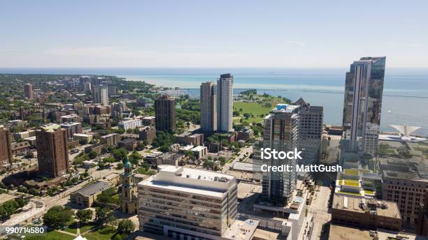 Downtown Milwaukee Stock Photo - Download Image Now - Aerial View, Milwaukee - Wisconsin, Above