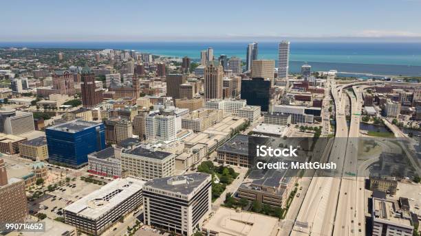 Downtown Milwaukee Stock Photo - Download Image Now - Milwaukee - Wisconsin, Aerial View, Above