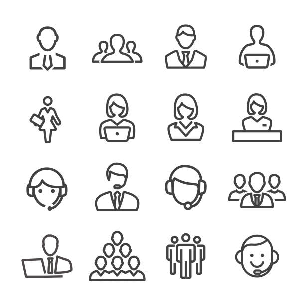 Business and Service Icons - Line Series Business, Service, cooperation, communication businessman symbols stock illustrations