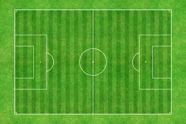 istock Green soccer stadium field top view 990732552