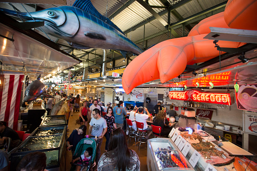 Patrons shop in the Historic Third Ward's Public Market.