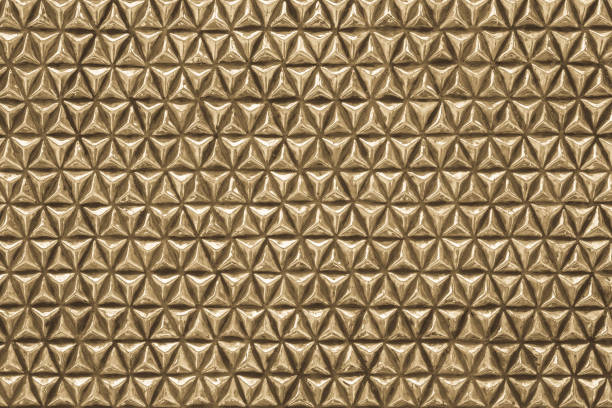 istock Brass or Golden Three-pointed sheriff star badge in design wallpaper texture background. 990778356