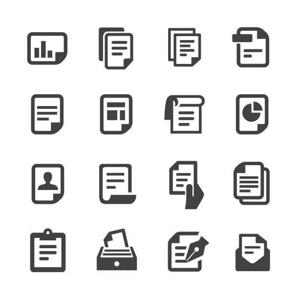 Document Icons - Acme Series Document, report, paper, statement, business, office banking document stock illustrations