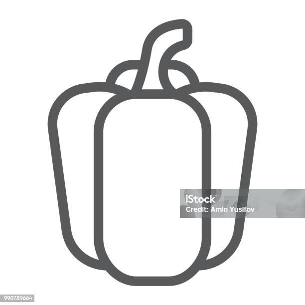 Bell Pepper Line Icon Vegetable And Diet Sweet Pepper Sign Vector Graphics A Linear Pattern On A White Background Eps 10 Stock Illustration - Download Image Now