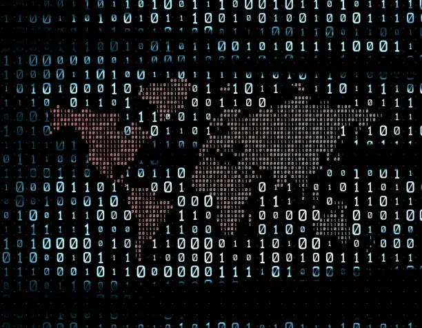 Photo of Network data transmission, binary network, future big data,world map