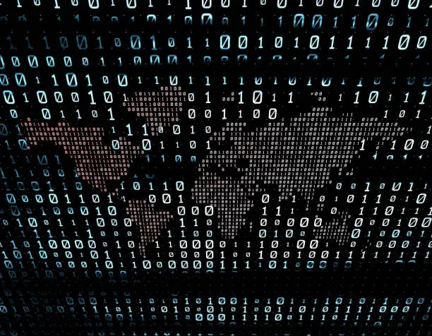 Photo of Network data transmission, binary network, future big data,world map