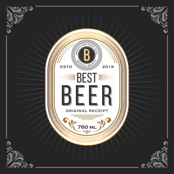 Vector illustration of Classic vintage frame for beer labels banner