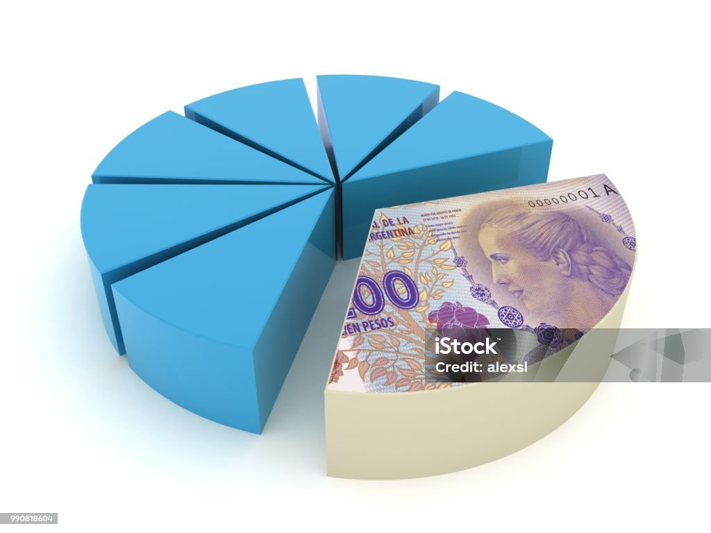 Argentina peso money pie chart tax finance crisis Argentina Stock Photo