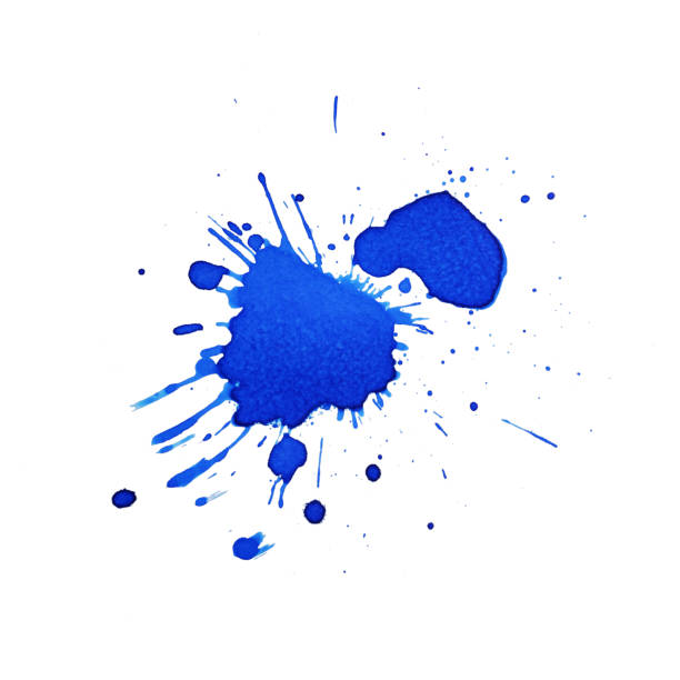 istock Blue ink or paint stain with spray for design collection 990821360