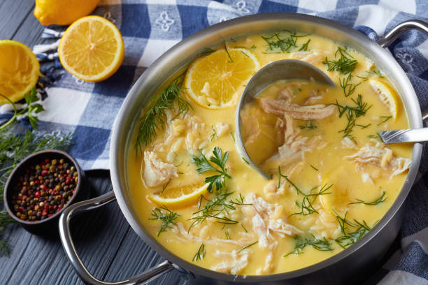 istock reamy greek chicken soup in a pot 990823100