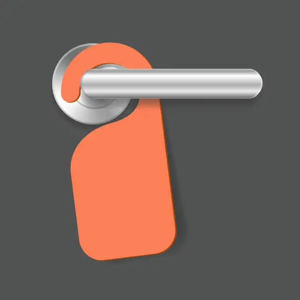 Vector illustration of Realistic 3d Detailed Red Information Empty Sign and Door Handle. Vector