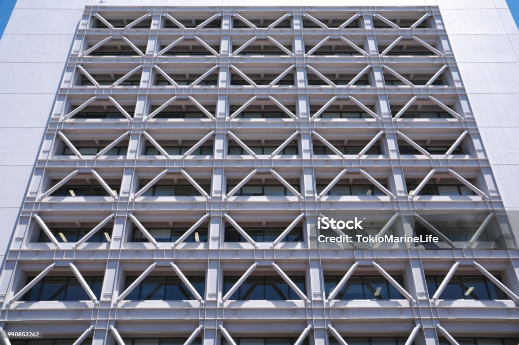 seismic reinforcement or adhoc addition of structural support Tokyo,Japan-July 2, 2018: A building with seismic reinforcement or adhoc addition of structural reinforcement Earthquake Stock Photo