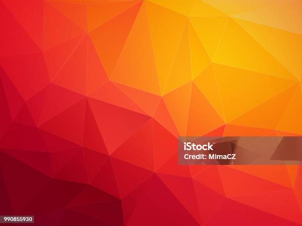 Abstract Red Orange Polygonal Vector Background Stock Illustration - Download Image Now - Backgrounds, Orange Color, Red