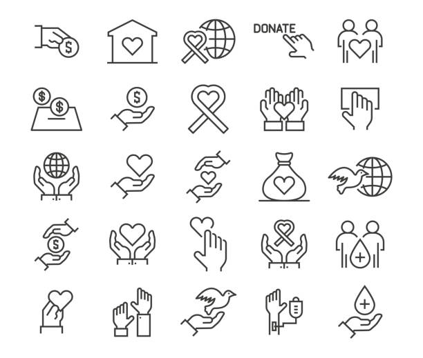 Charity Donation And Donor Icons Stock Illustration - Download Image Now -  Icon, Generosity, Hand - iStock
