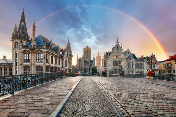 istock Rainbow over Ghent, Belgium old city 990864810
