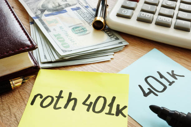 istock Two memo sticks roth 401k on a desk. Retirement. 990865010